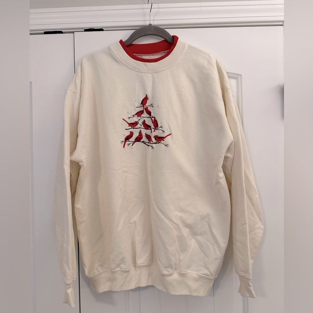 Women’s L MC Sportswear Cream Vintage Red‎ Cardinal Sweatshirt Pullover